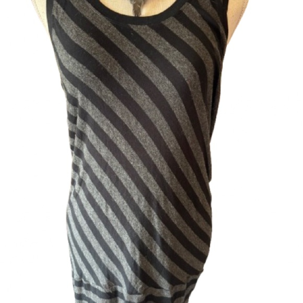 CAbi Black and Gray Diagonal Striped Tank Top